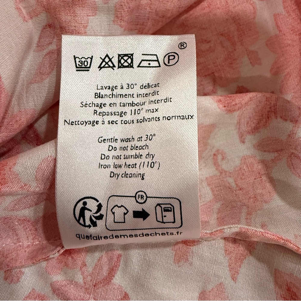 Sezane Teva Floral One-Shoulder Dress 44 US 12 France Coral Cream Maxi Vacation - Picture 13 of 16